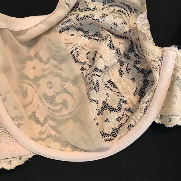 Smart Sexy Beige Lace Bra 3 Sets of Hooks and Eyes For Comfort Size 40DD - Picture 4 of 6